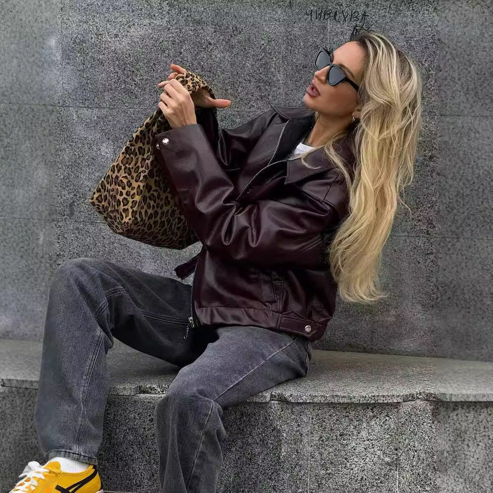 Women's Fashion Faux Leather Jacket