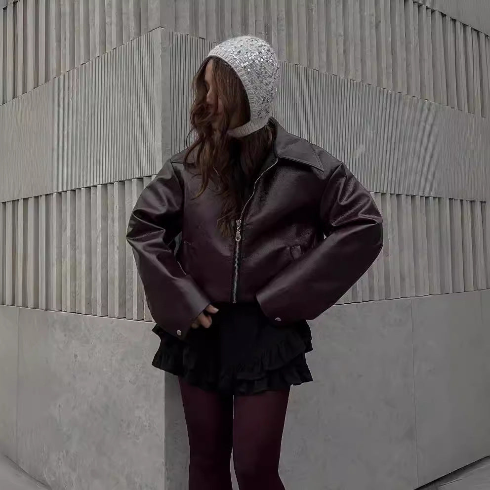Women's Fashion Faux Leather Jacket