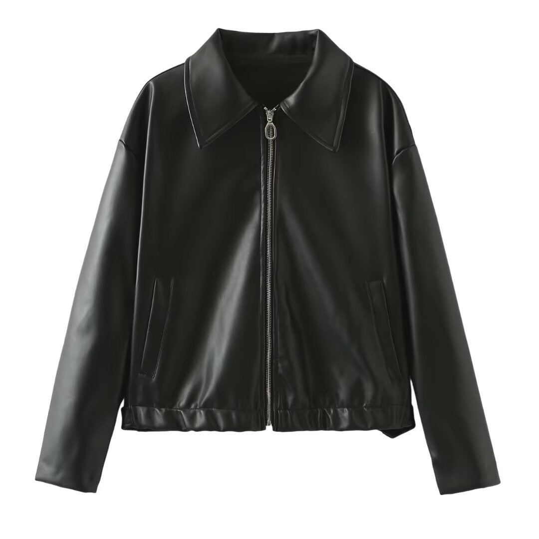 Women's Fashion Faux Leather Jacket