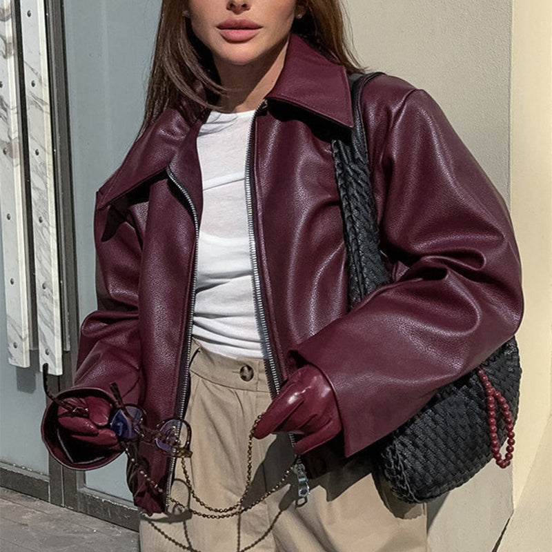Women's Fashion Faux Leather Jacket