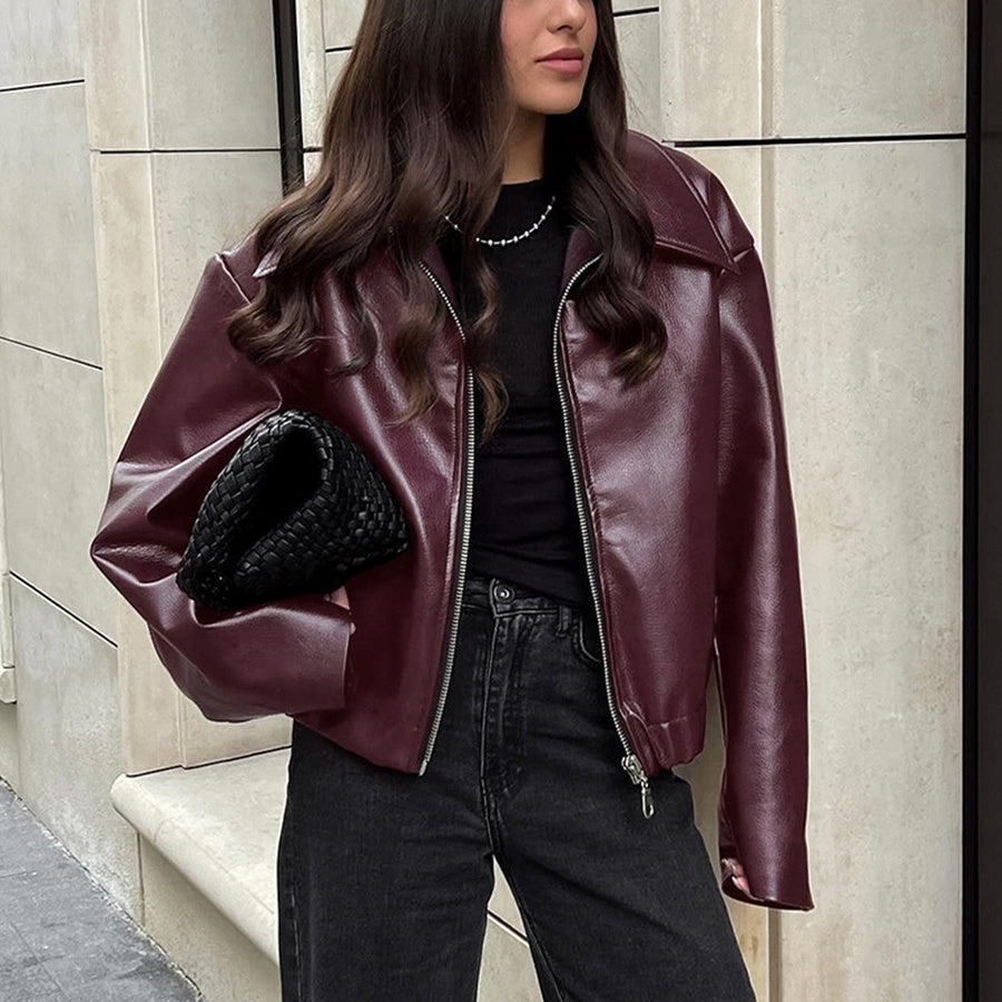 Women's Fashion Faux Leather Jacket