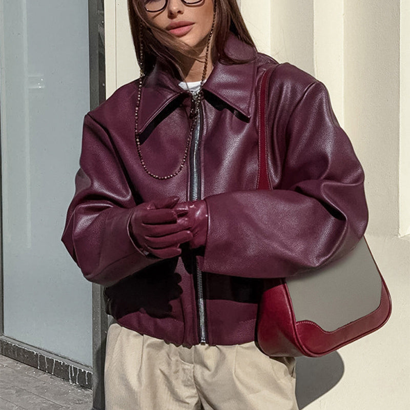 Women's Fashion Faux Leather Jacket