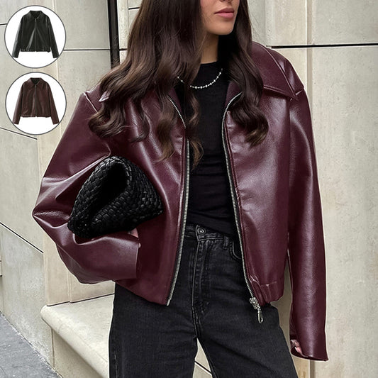 Women's Fashion Faux Leather Jacket